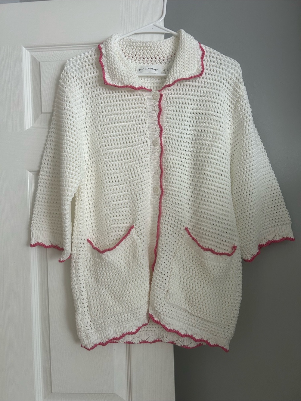 NWOT Oversized Self Contrast (Anthropologie) Crochet Button Down